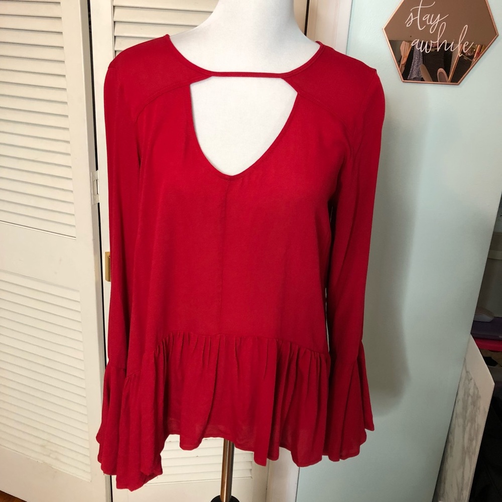Mossimo Red Bell Sleeve Top